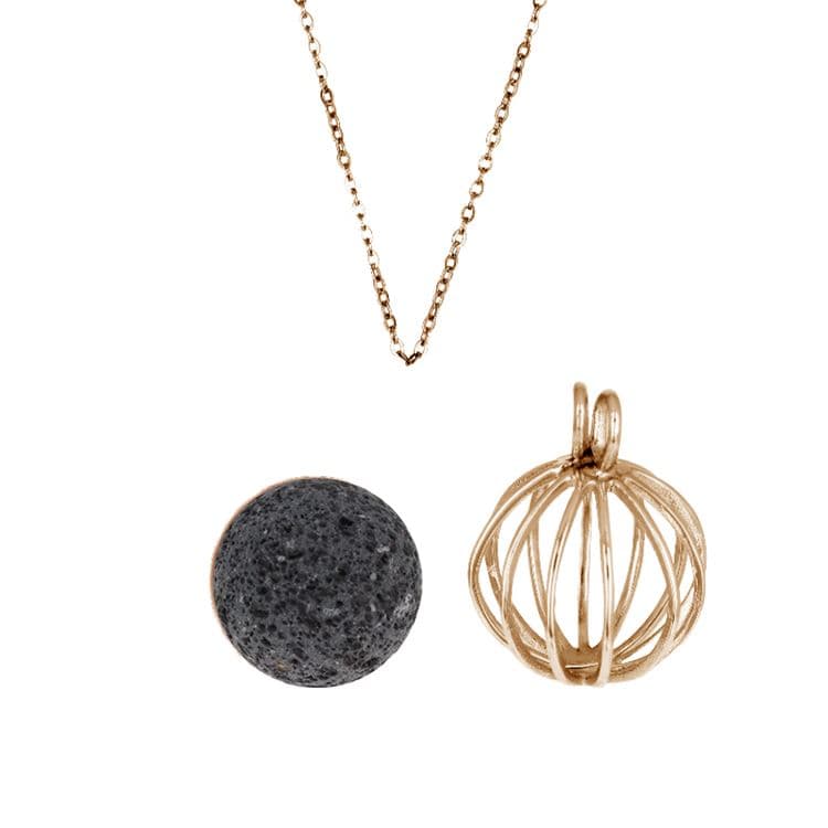 Schmuckset Harmony vergoldet (Käfiganhänger, Kette 70 cm, eine Natursteinkugel nach Wahl) – Bild 2
