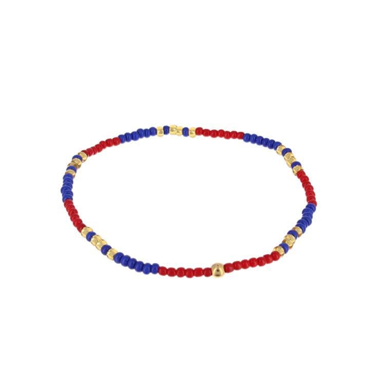 Armband kleine Blaue & Rote Glasperlen