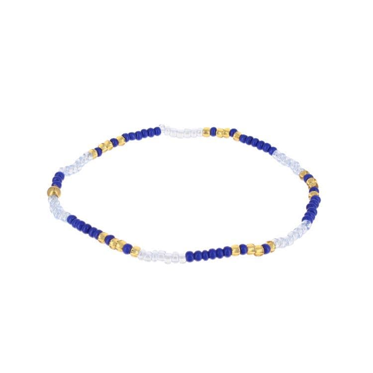 Armband kleine Blaue & Weiße Glasperlen