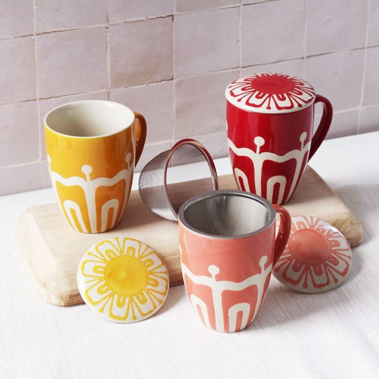 Teebecher mit Sieb & Deckel "Sunrise Carmin" – Bild 2