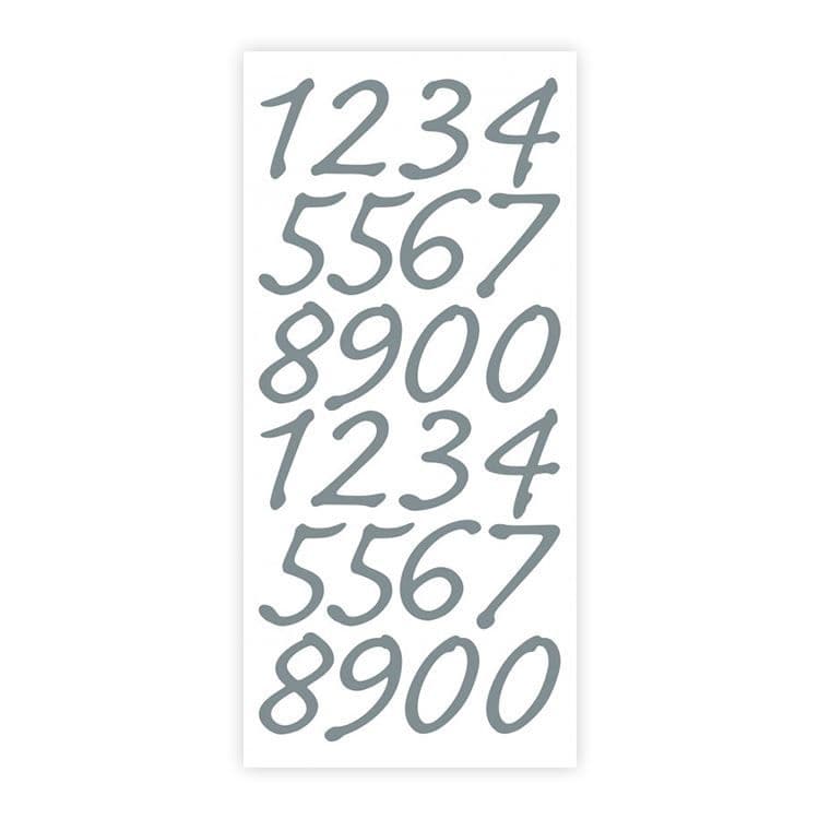 Konturenaufkleber 'Große Zahlen Silber'
