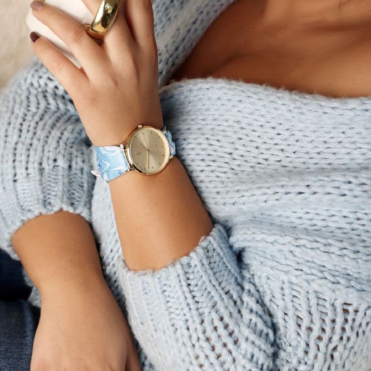 Bracalet satin pour montre, bleu clair vagues – Bild 2