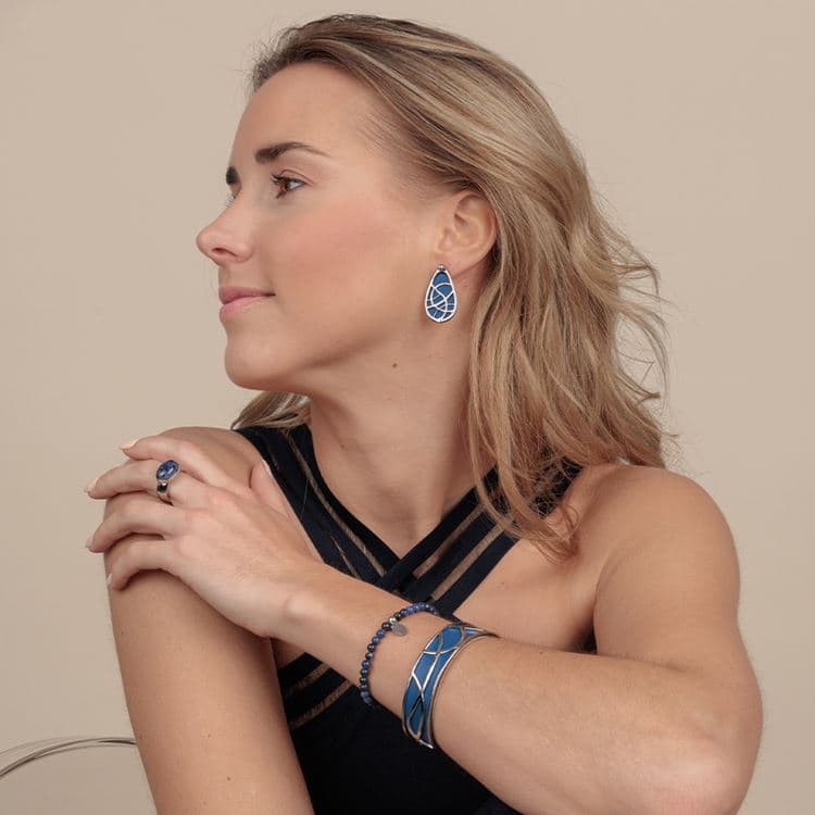 Cuir réversibles pour BOU Elégantes bleu roi/blanc – Bild 2