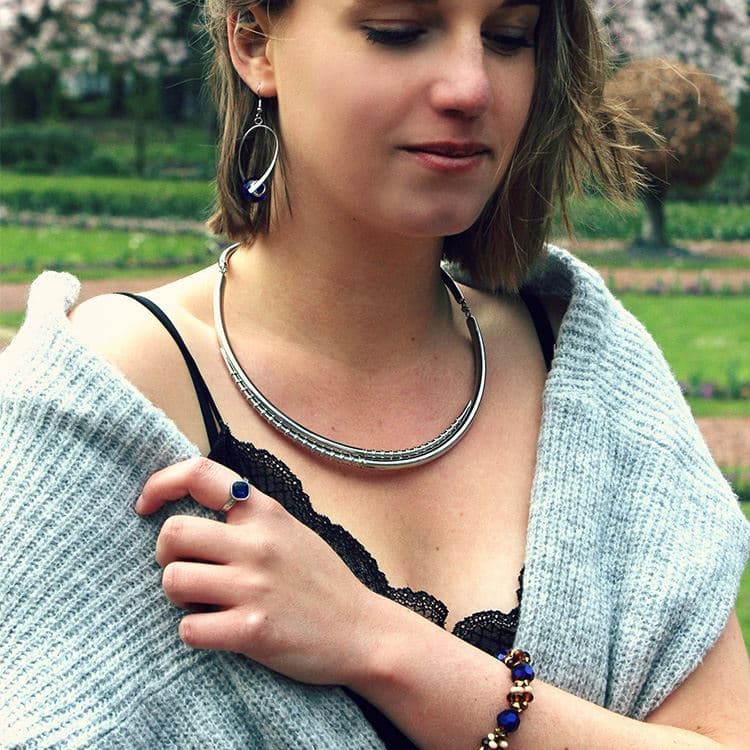 Bouton à visser carré cristal marine – Bild 2