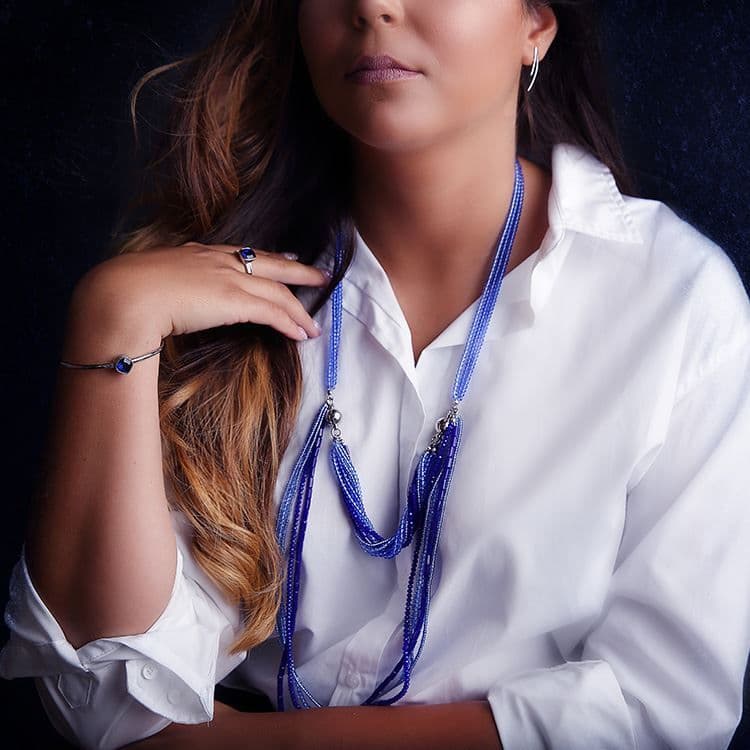 Bouton à visser carré cristal marine