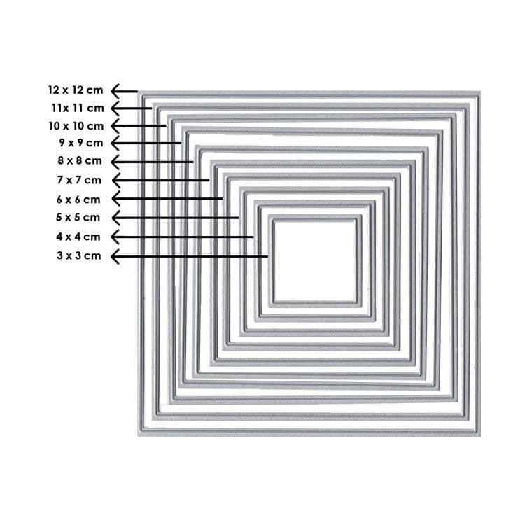 Konzentrische Stanzformen 'Quadrate' (3-12 cm)